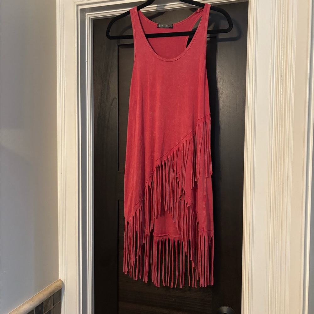 Chic Red Fringe Sleeveless Top. Boutique find